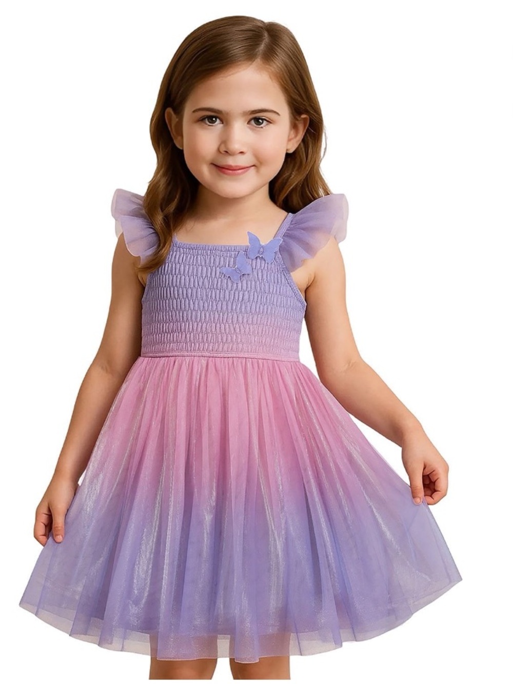 NWT Zunie Girls Ombre Tulle Dress in Pink and Lavender size 4